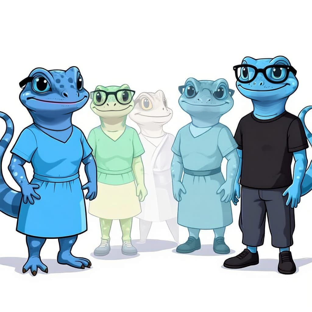 Echo the Gecko Mascot in Cartoon Style