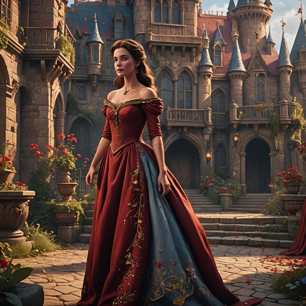 Princess Belle in Red Dress: Disney Style