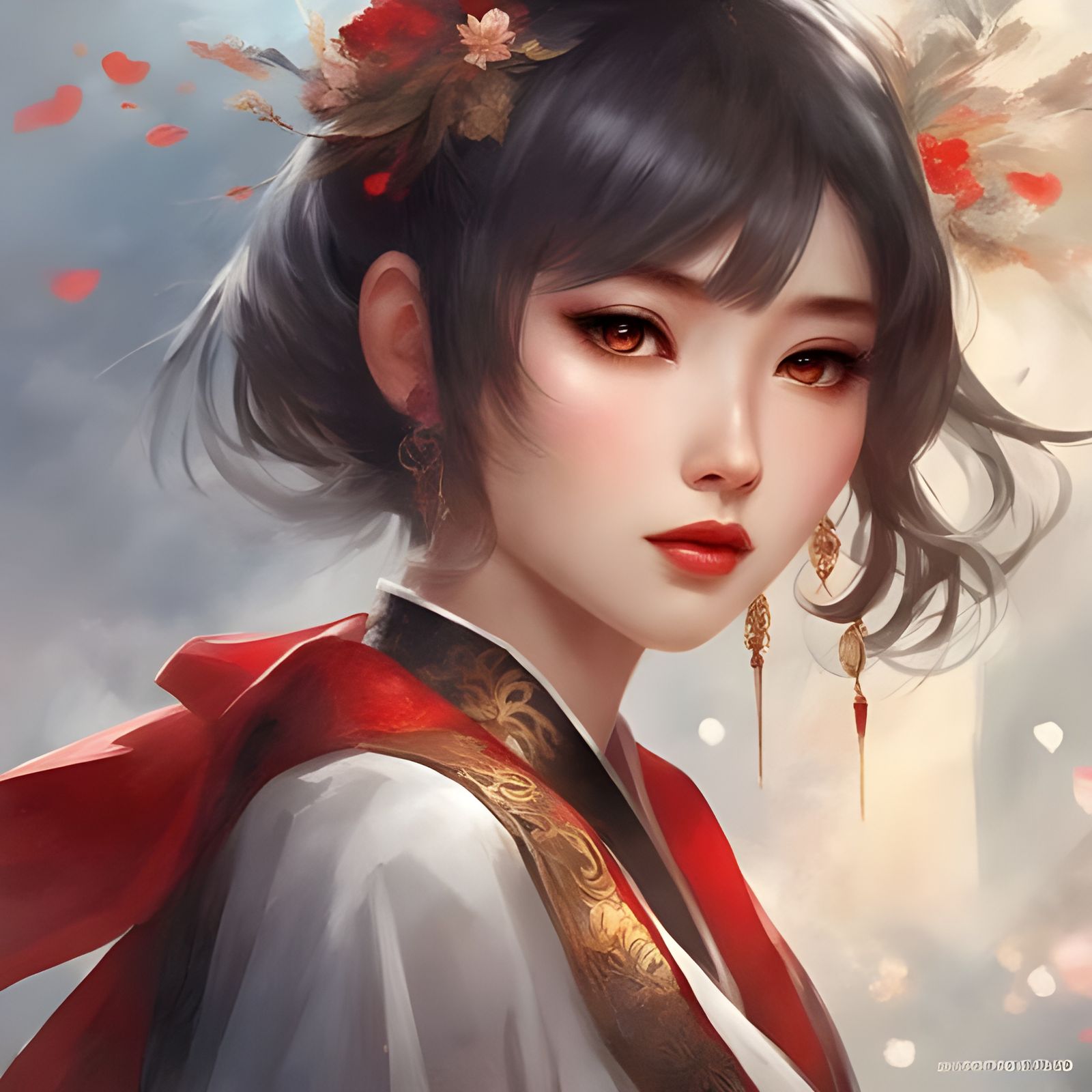 Beautiful Japanese Schoolgirl in Renaissance Style