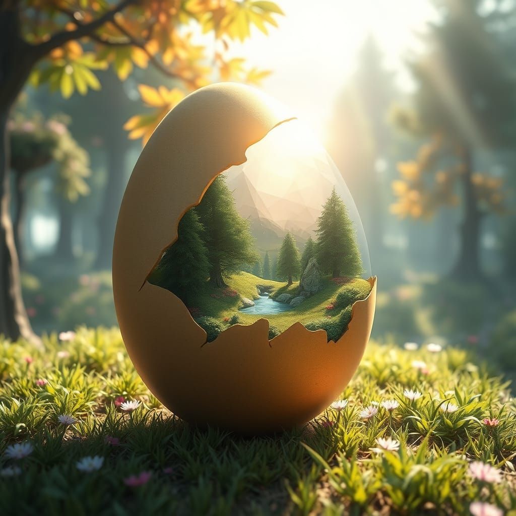 Egg Unveils Whimsical World Amidst Vibrant Forest