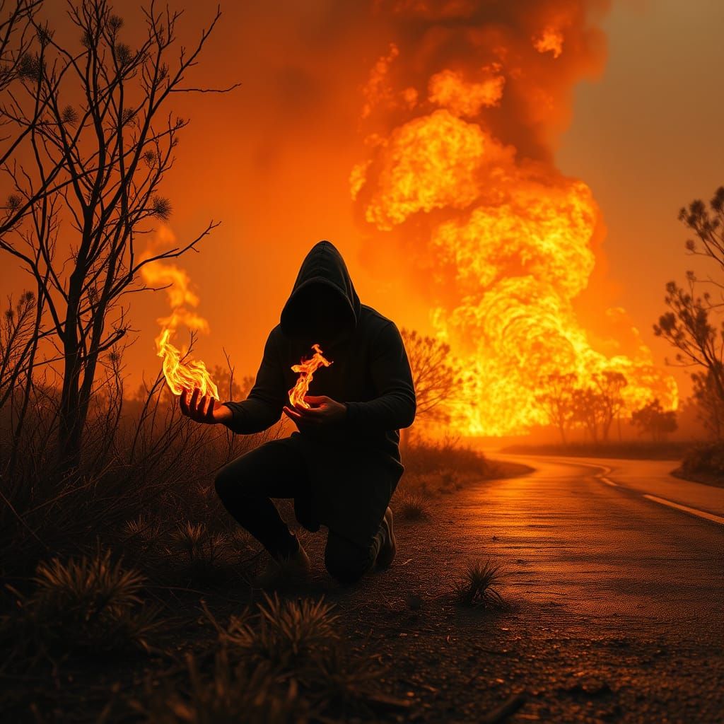 A Hooded Figure Ignites a Bushfire in a Haunting, Dystopian ...