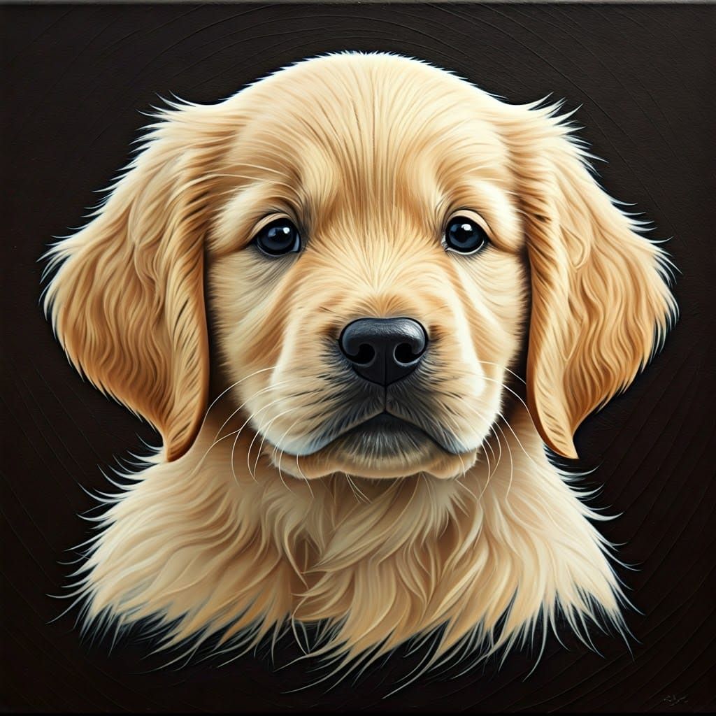 Elegant Golden Retriever Puppy: Encaustic Spirograph Paintin...