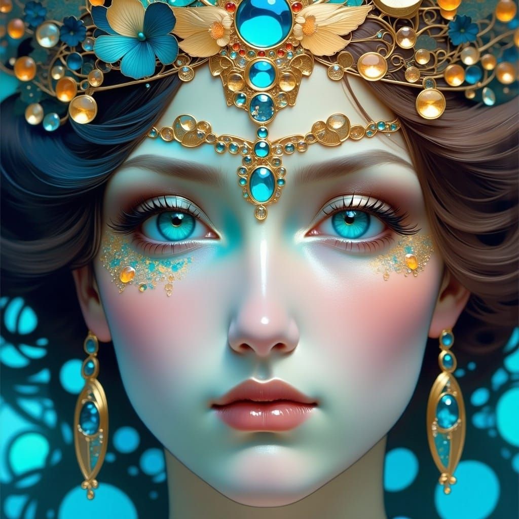 Dual Elemental Portrait in Art Nouveau Style