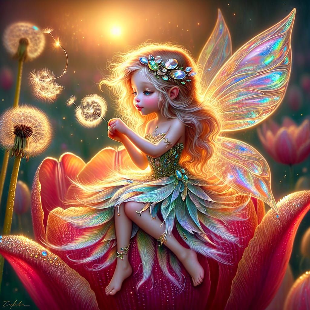 Luminous Fairy on Tulip Petal
