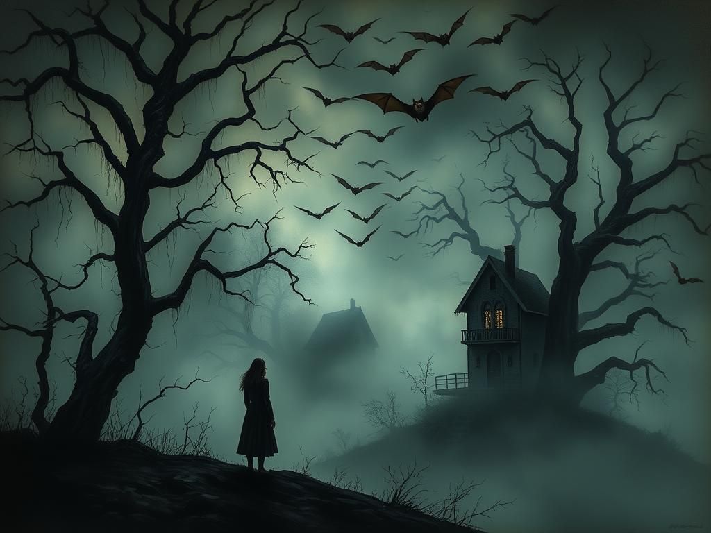 Eerie Forest Scene in a Surrealist Style