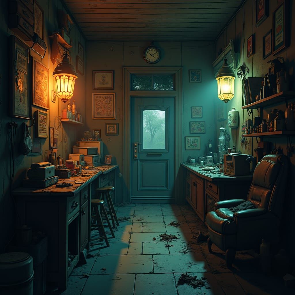 Distorted Cityscape in Vibrant, Low-Fidelity Style