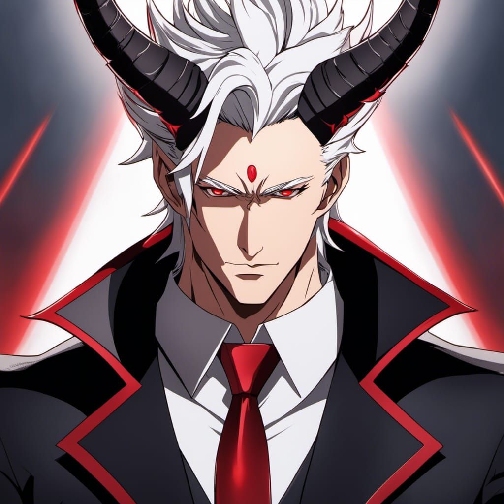 Anime Portrait of a Handsome Demon Man