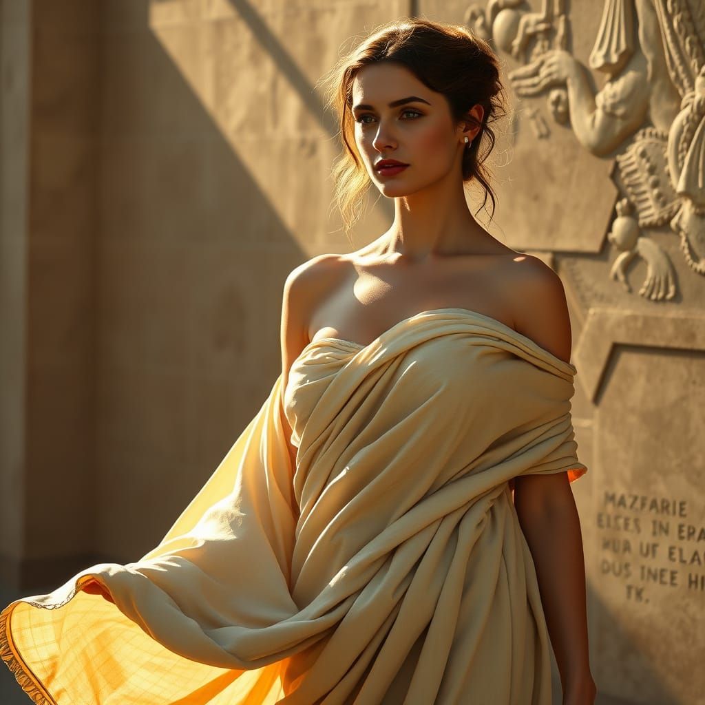 Elegant 5th Century Greek Chiton Draped Artfully