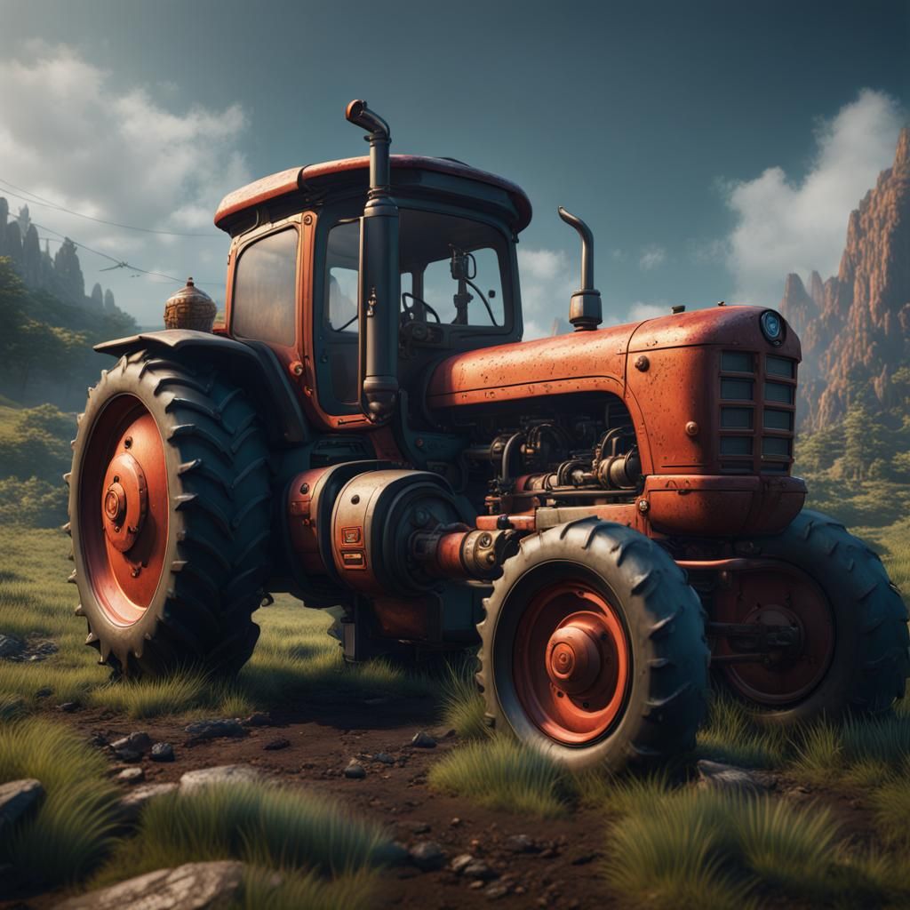 Fantastical Tractor in Detailed Matte Painting
