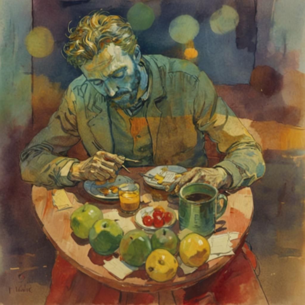 Melancholic Breakfast: Van Gogh Inspired Concept Art