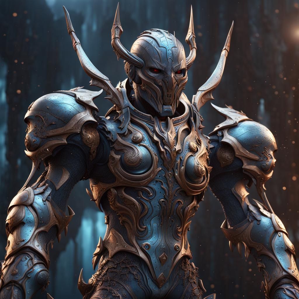 Liquid Mercury Humanoid Fighter in Detailed Digital Art