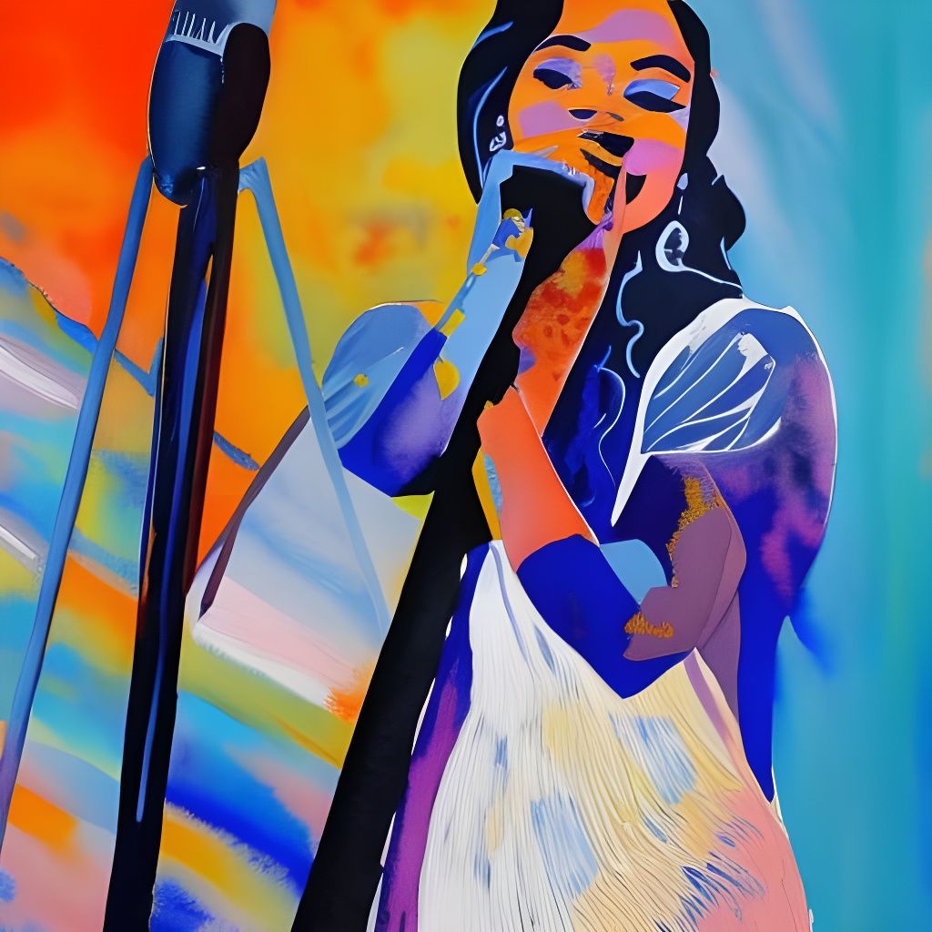Singer in Gouache Style Impressionist Masterpiece