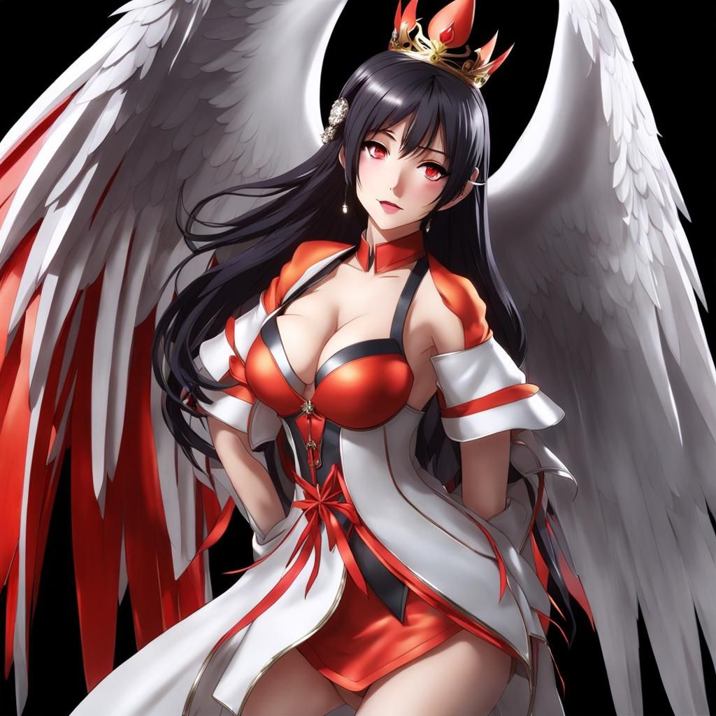 Curvy Winged Woman with Crown and Scepter in 8K