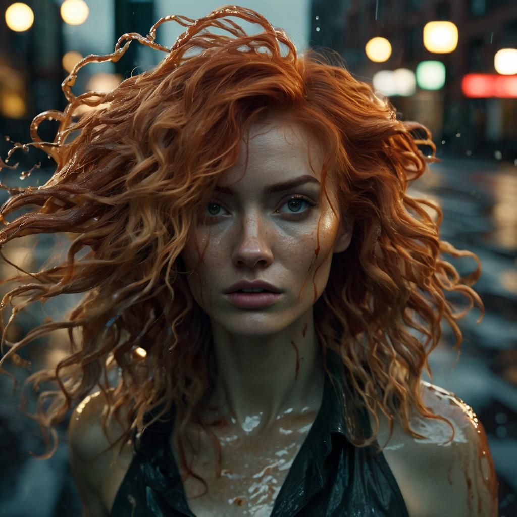 Woman Escaping Jellyfish Apocalypse in 3D Render