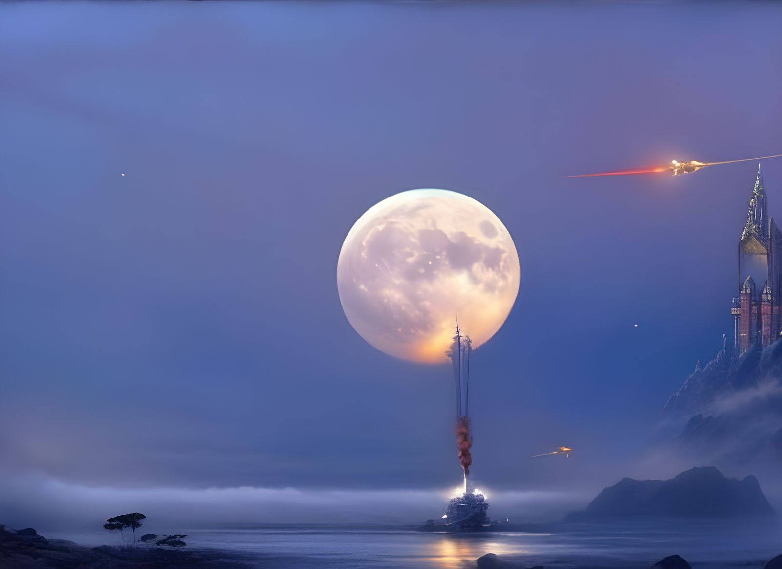 Moon Aliens Launch Rockets: Ethereal Fantasy