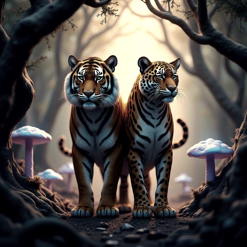 Tiger Jaguar Hybrid in Detailed Digital Painting