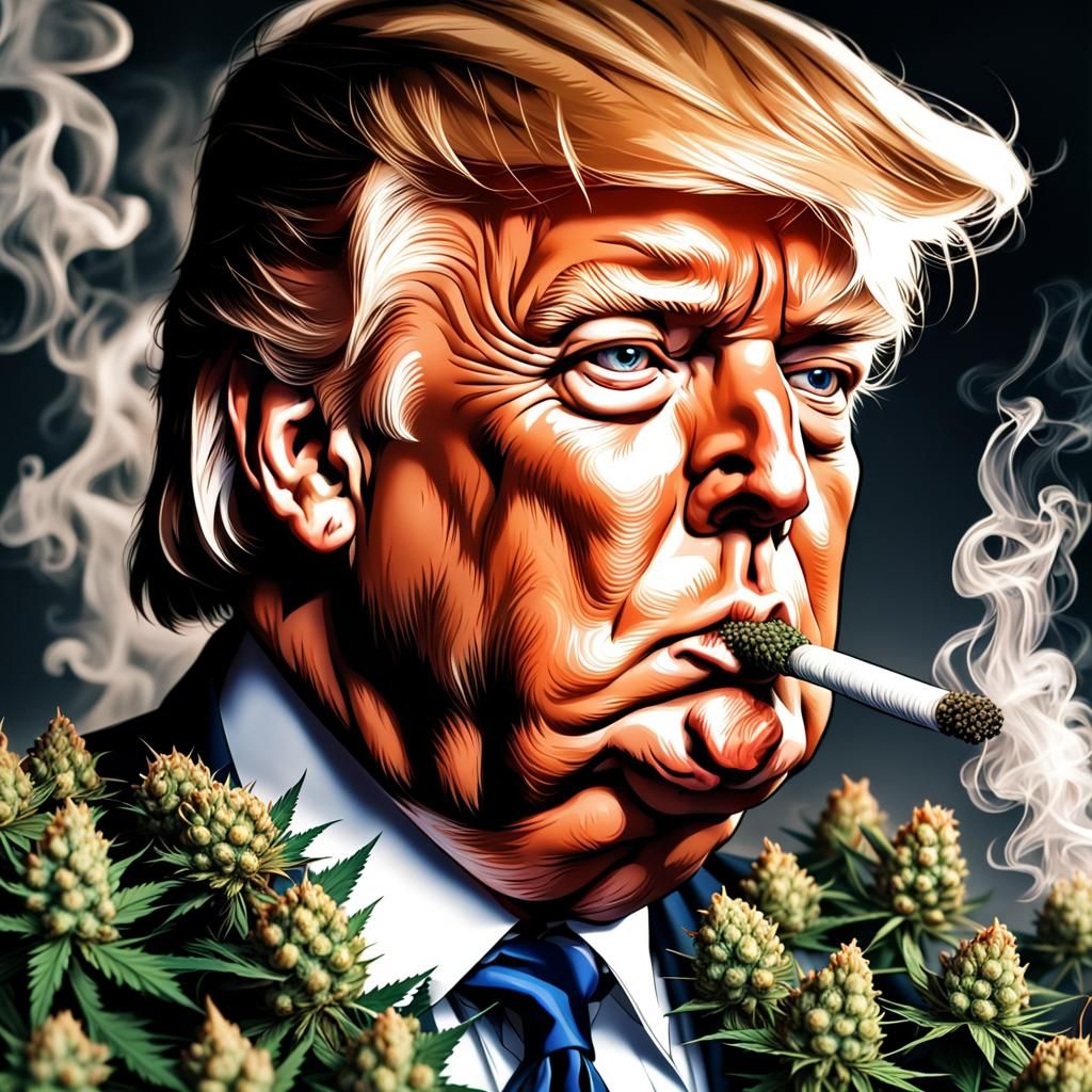 Hyperrealistic Image: Donald Trump Smoking Weed