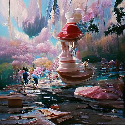 Enchanting Wonderland Landscape in Oil Painting Style