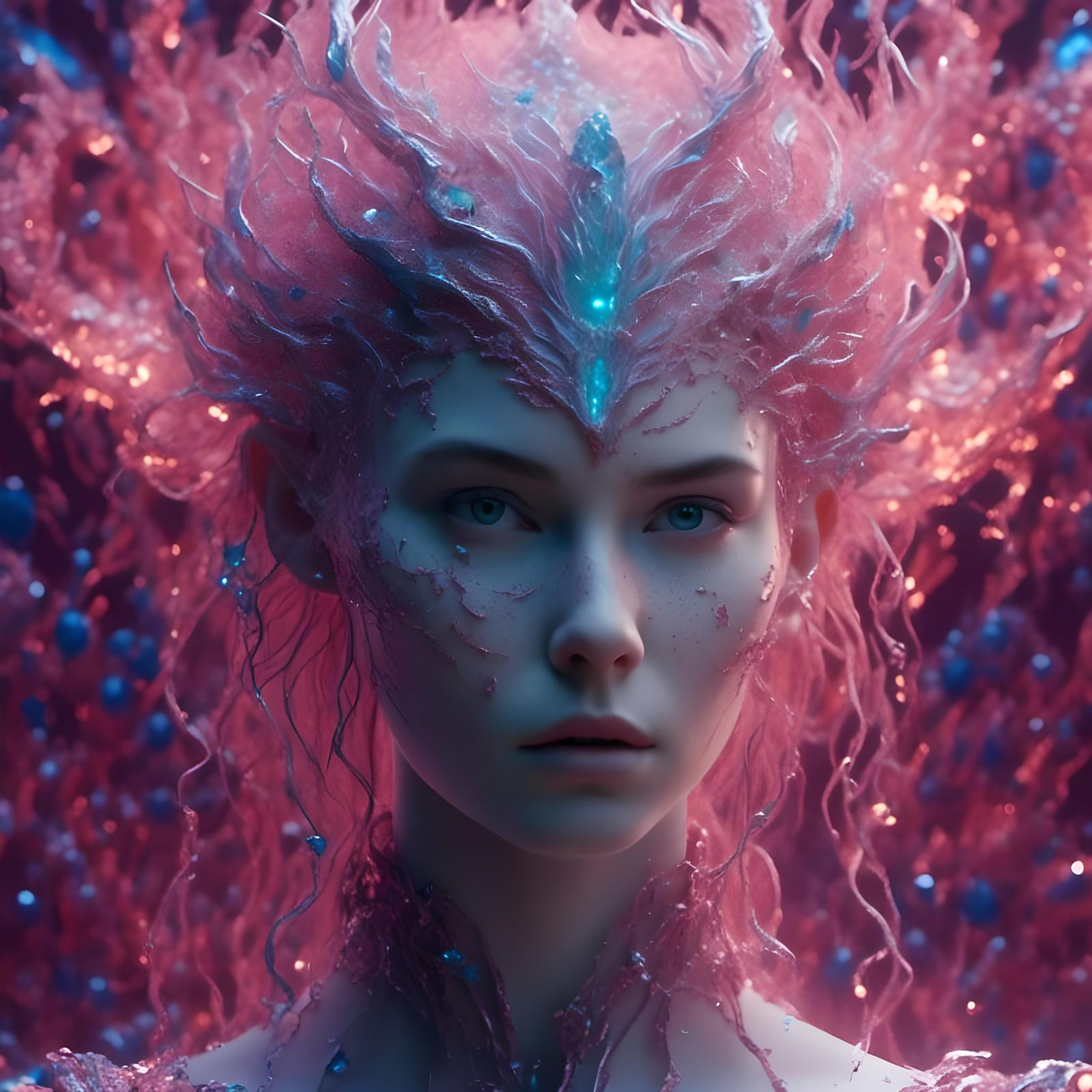 Punk Alien Portrait with Glowing Skin