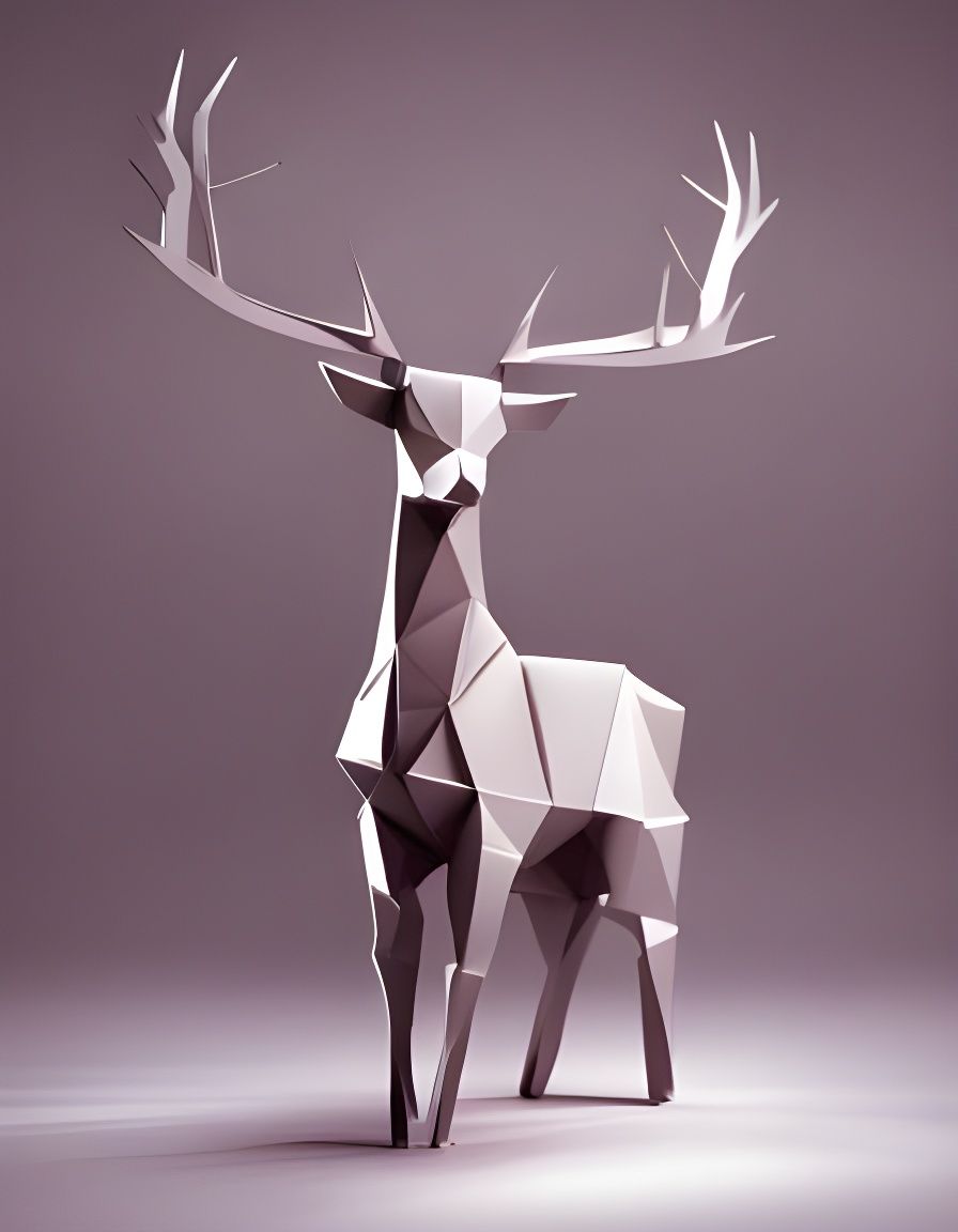 Elegant Origami Deer Sculpture in Dreamworks Style