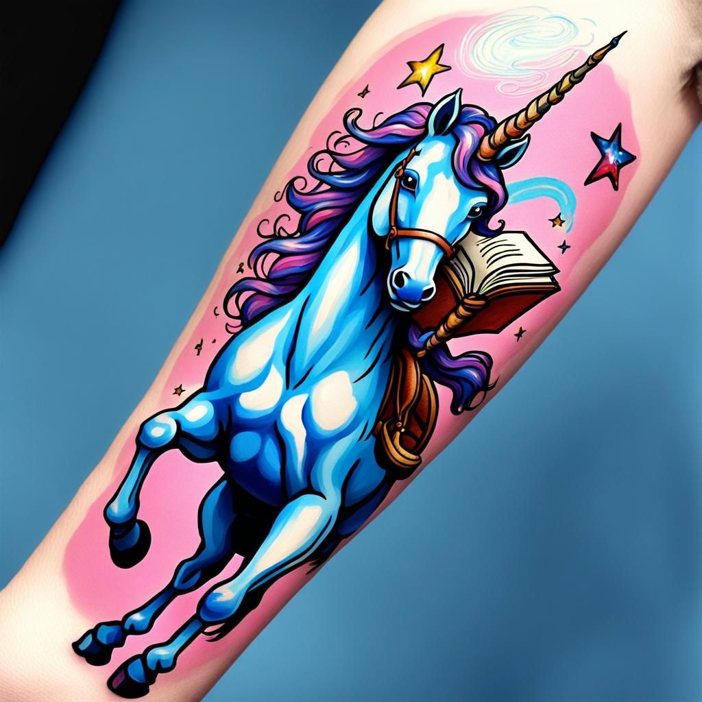 Angel and Unicorn Tattoo Design