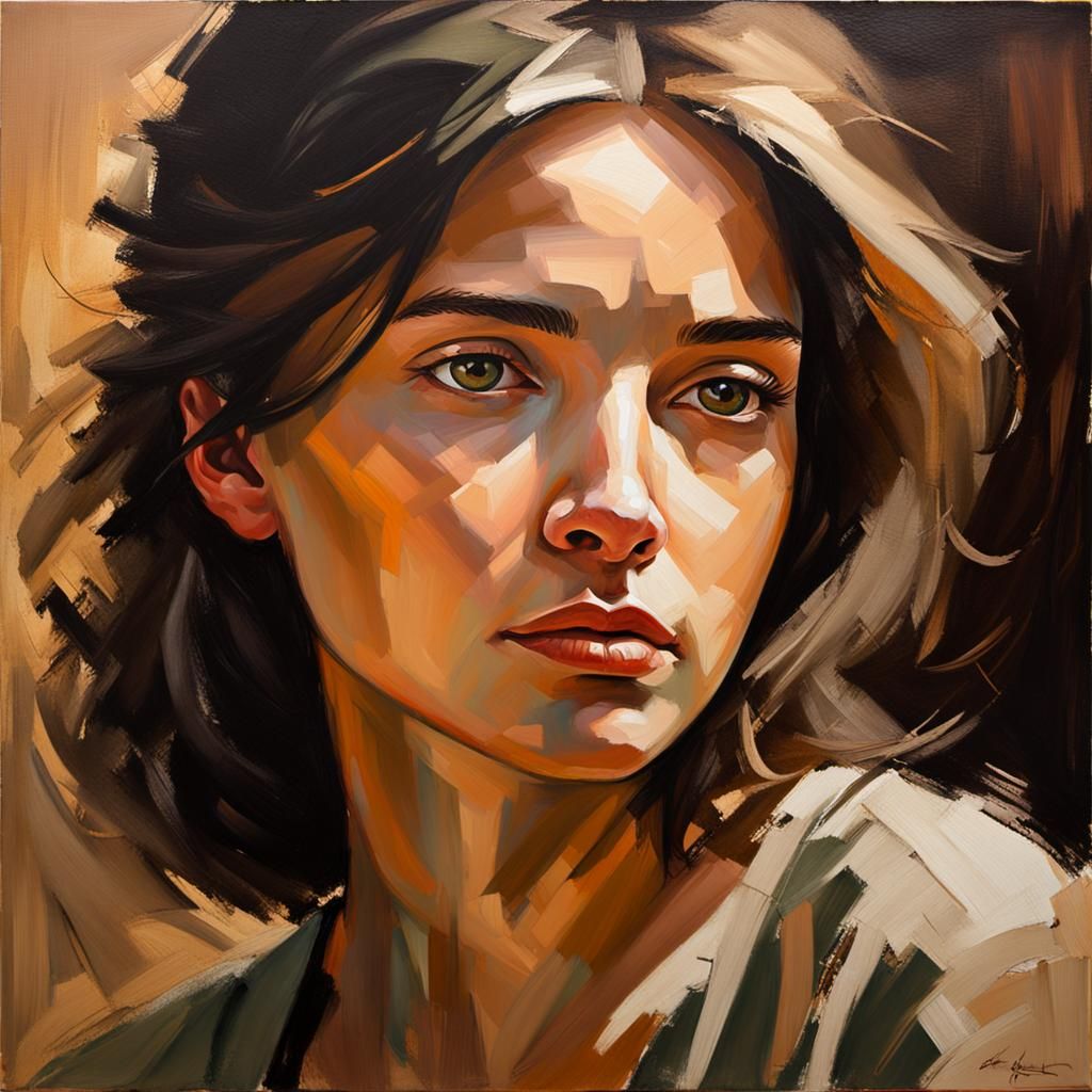 Masterpiece Oil Painting Portrait in Earthy Tones
