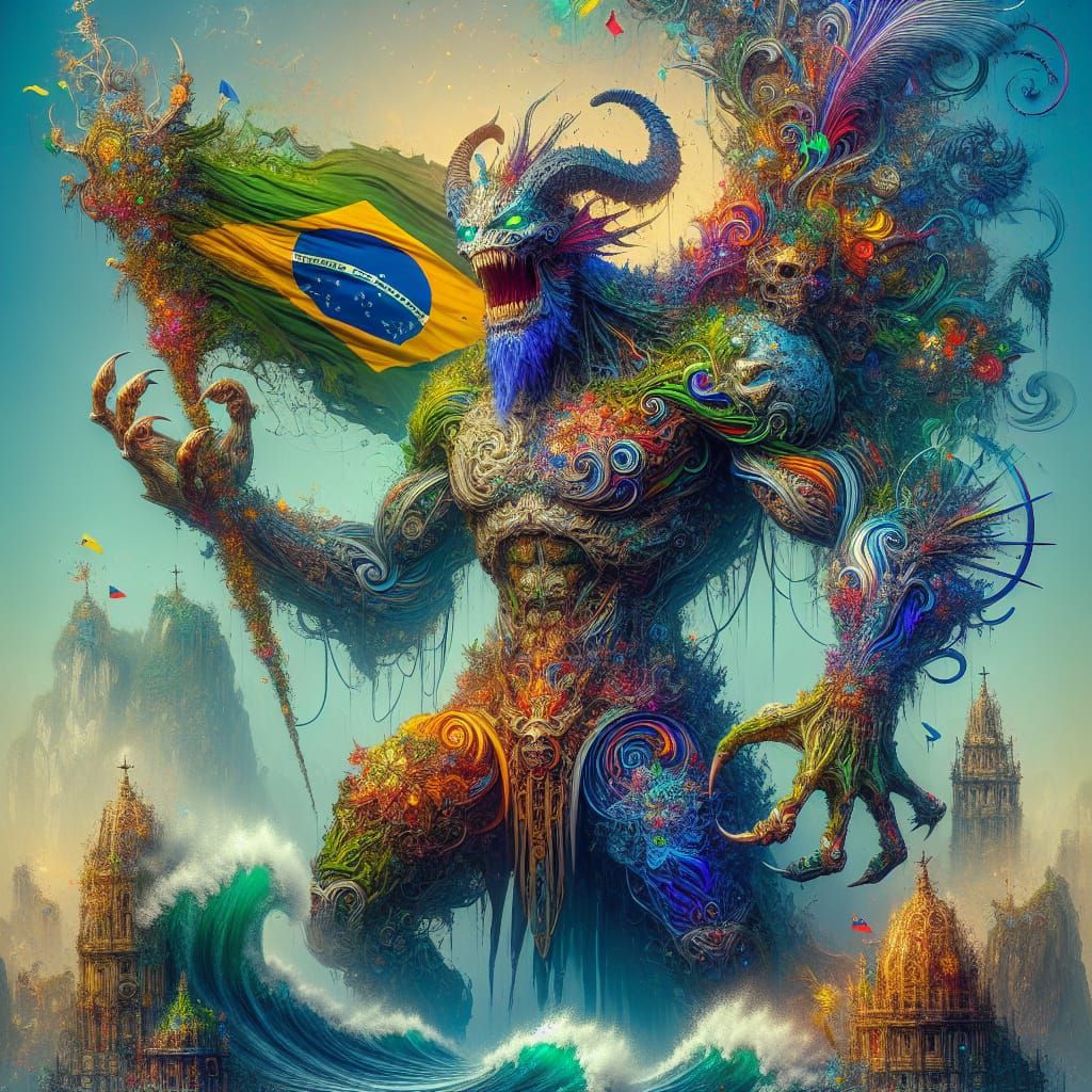 Brazilian Fantasy Monster in Vibrant Unreal Style