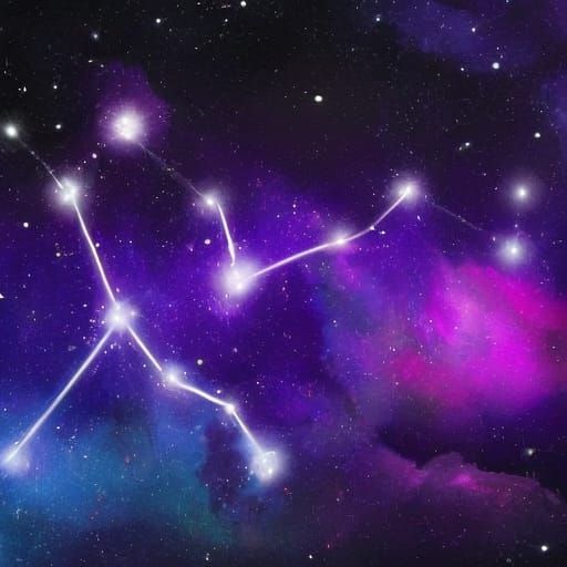 Orion Constellation in Night Sky, Holographic Illustration
