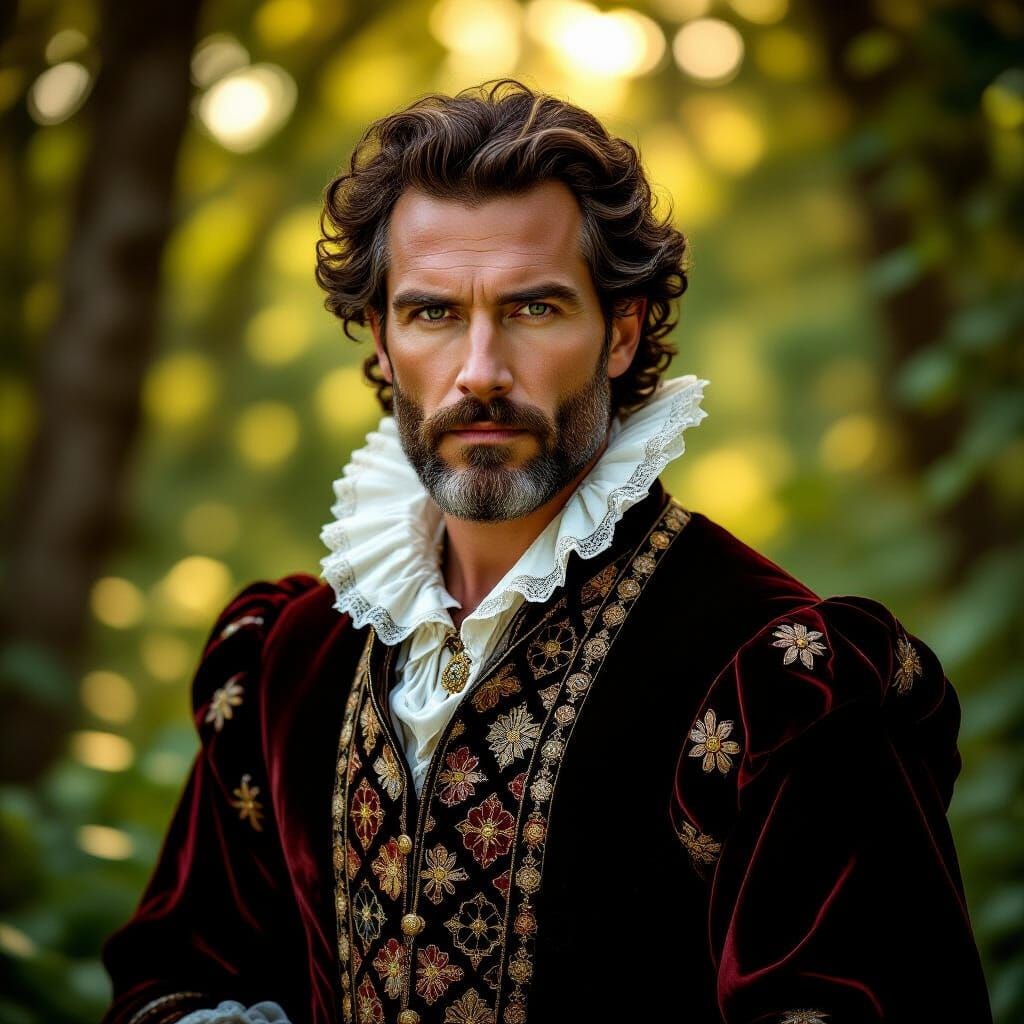 Renaissance Man in Woodland, Old Masters Style