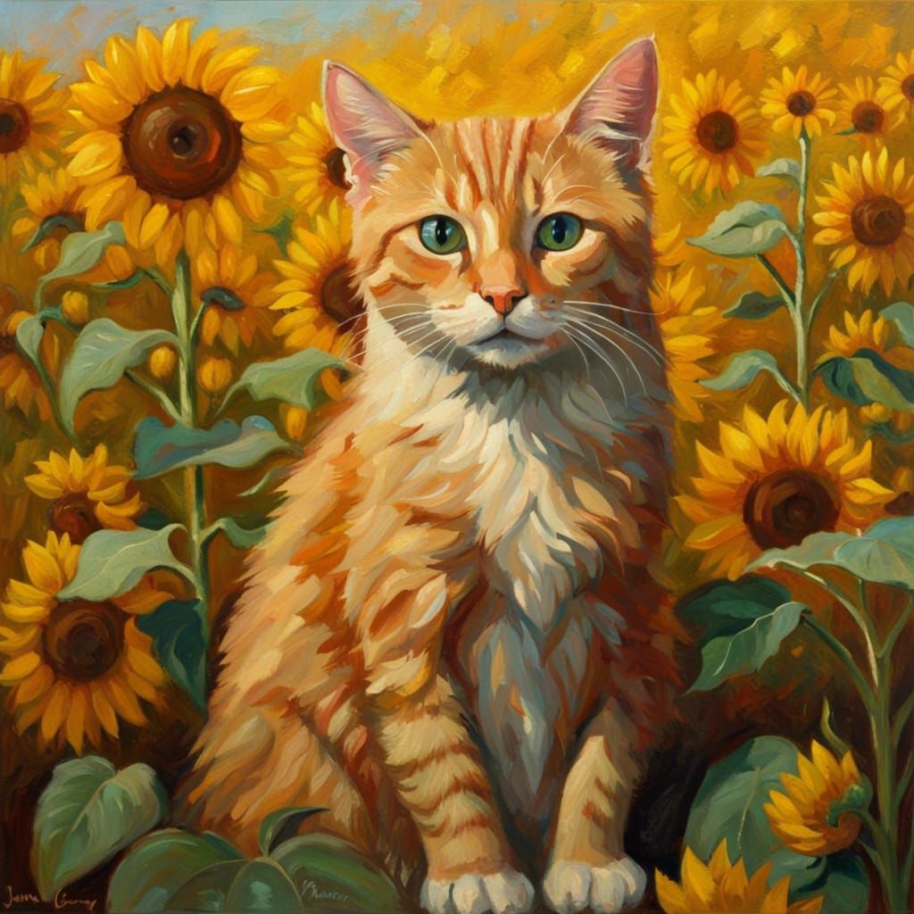 🧡 Cat & sunflowers 🧡
