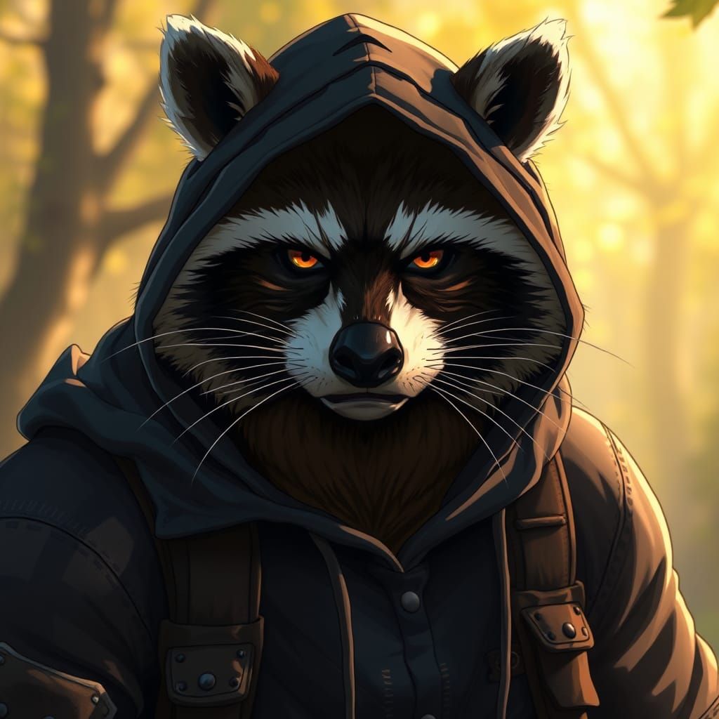 Anime Raccoon Concept Art in Studio Ghibli Style