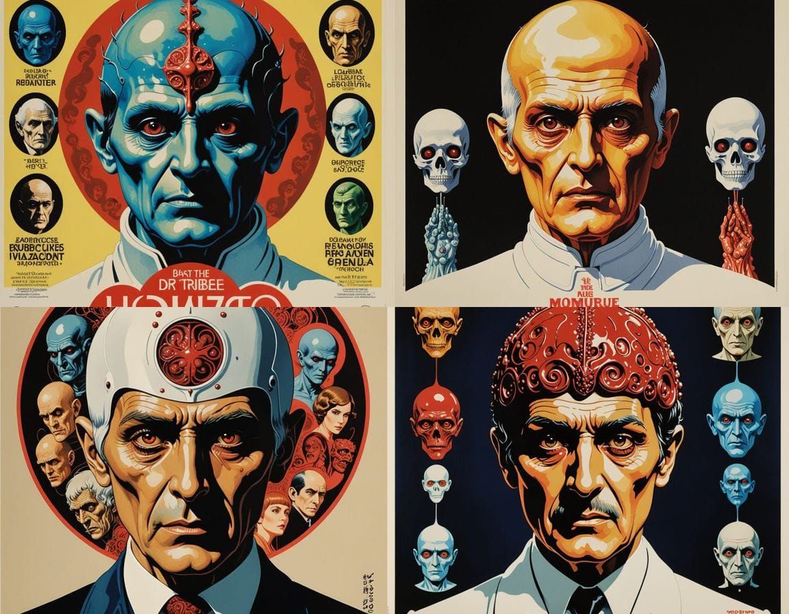 Grotesque Homunculus Horror Movie Poster in Minimalist Style