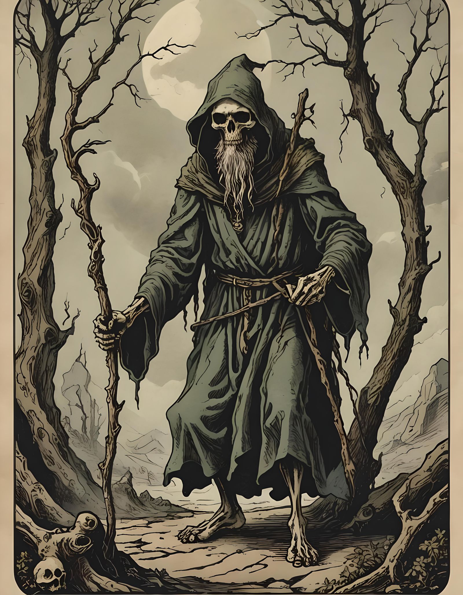Sinister Hermit Tarot Card Illustration