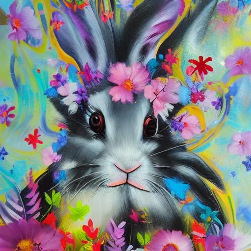 Graffiti Art: Rabbits, Flowers, and Butterflies