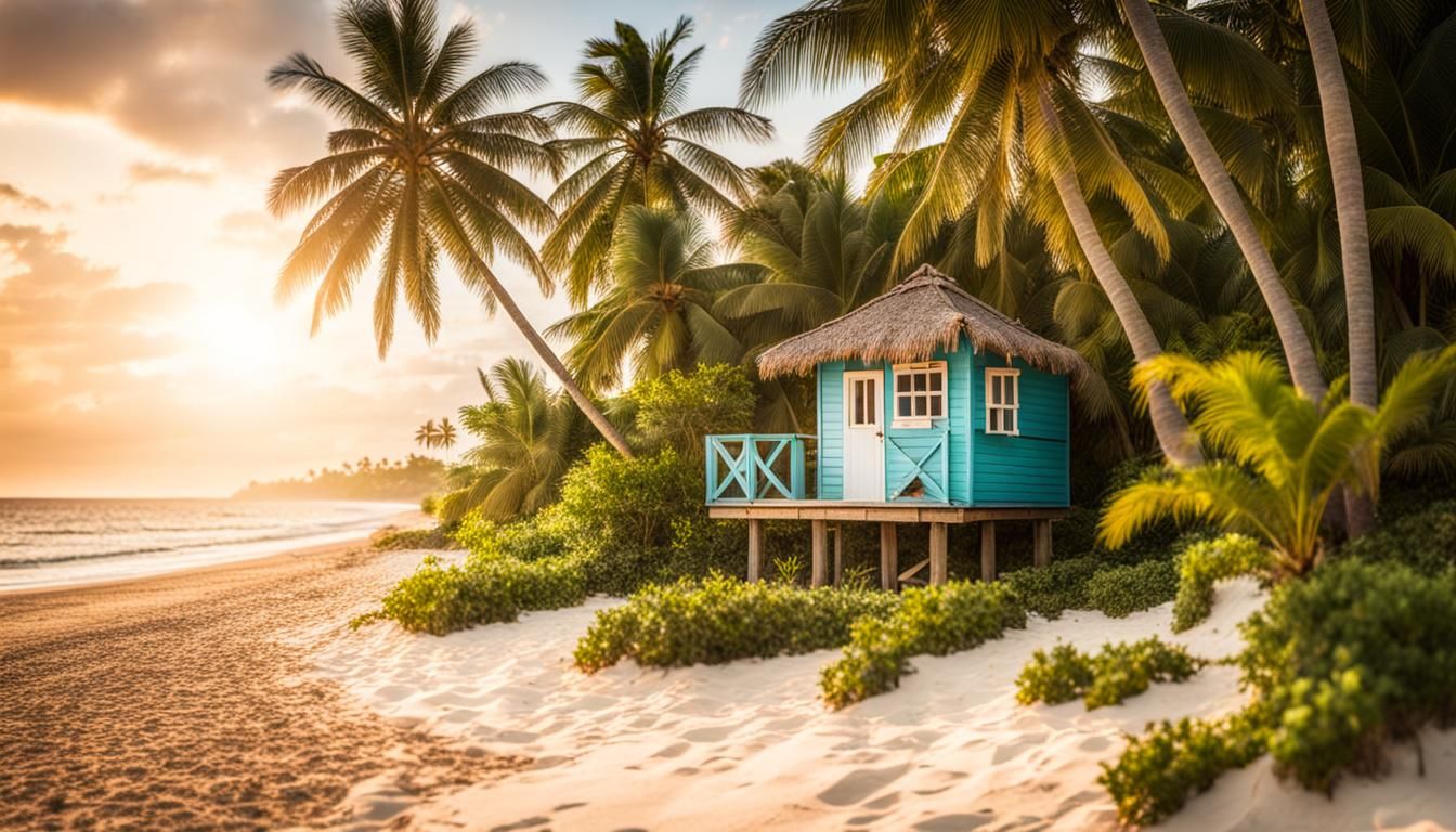 Idyllic Beach Hut with Tropical Birds, Photography