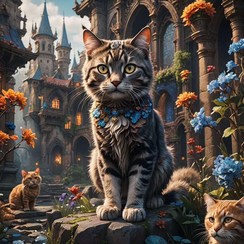 Detailed Matte Painting of a Fantastical Cat