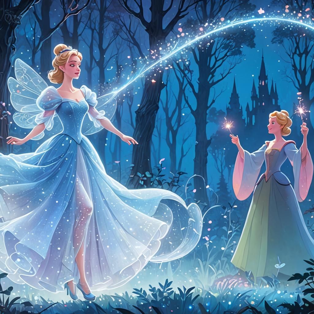 Cinderella's Magical Transformation in Mystical Forest