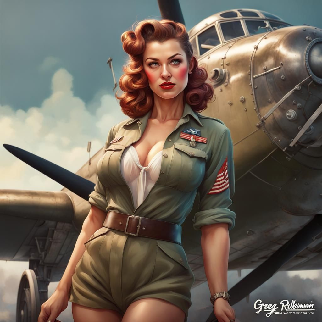 WWII Nose Art Pinup Girl Portrait