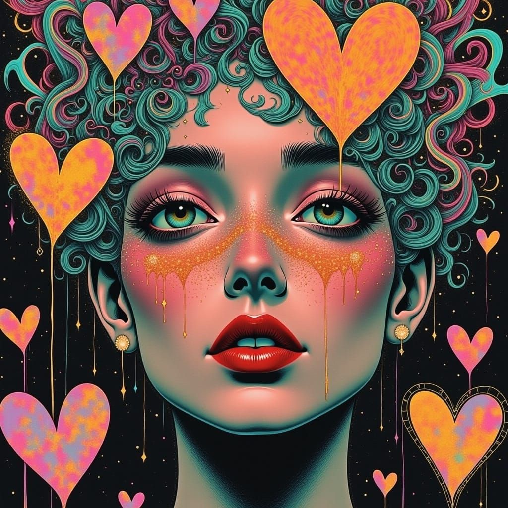 Ethereal Heart Delusions in a Dreamlike Scene