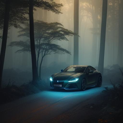 Black Dragonfire Sports Car in Enchanted Forest