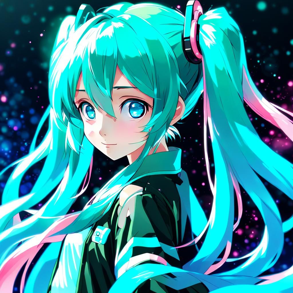 Anime Portrait of Hatsune Miku in Manga Style