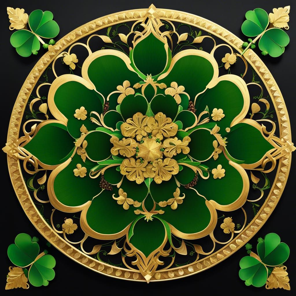 Shamrock Mandala with Geometric Patterns