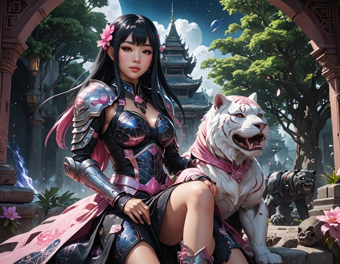 Gothic Anime Woman in Space Armor, 3D Art