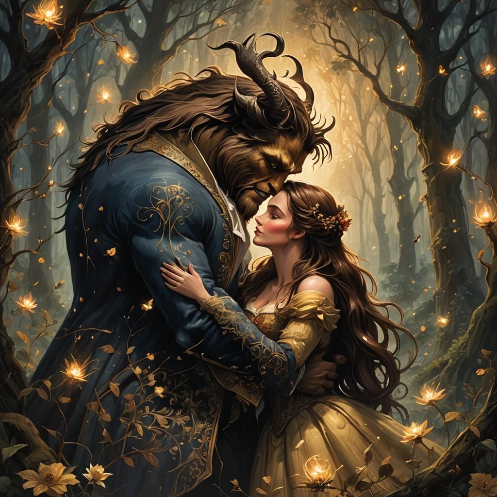 Beauty and the Beast: Dark Fantasy Folk Art