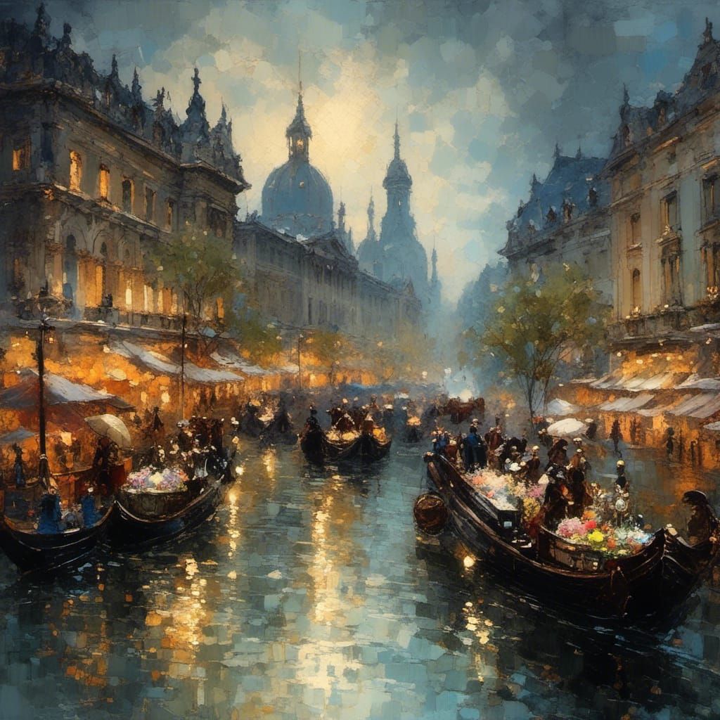 Vintage Stormy Night Sky in Impasto Style