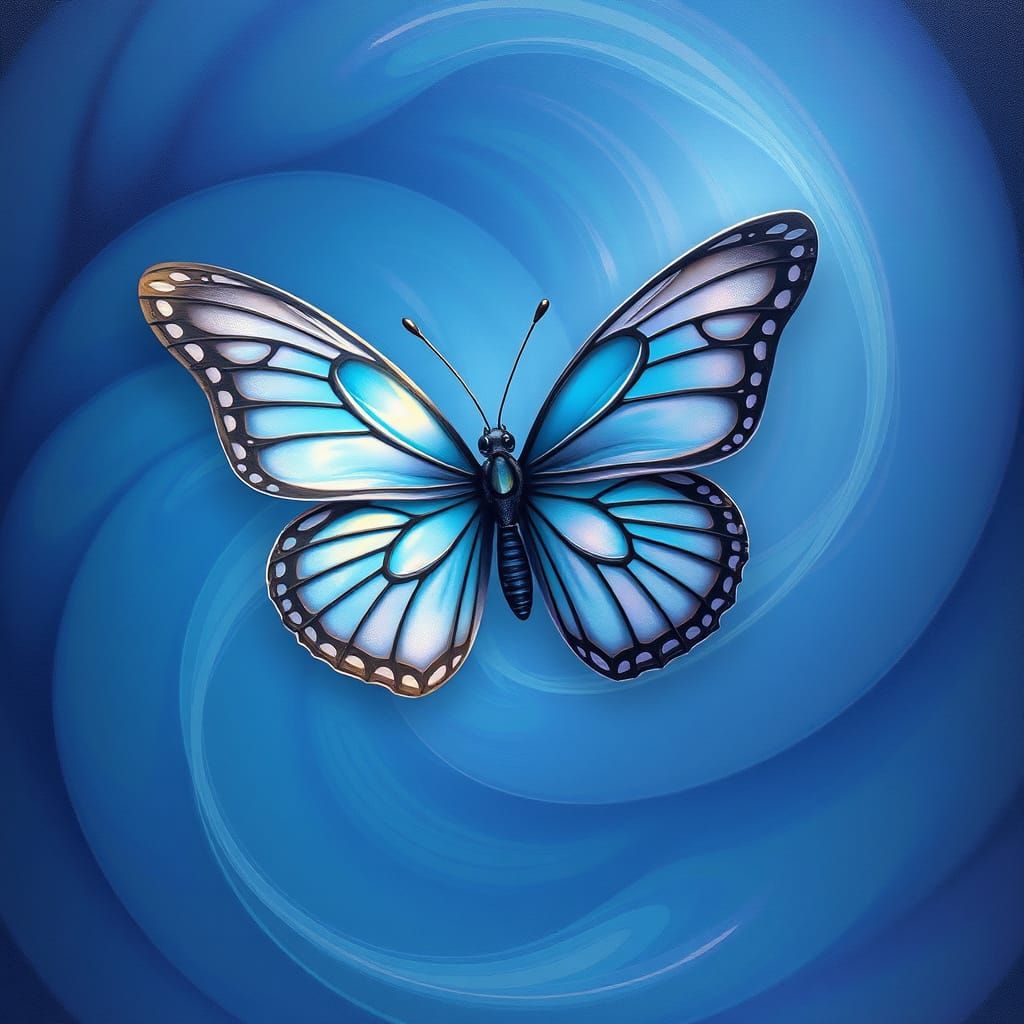 Dreamy Butterfly with Iridescent Wings in Fantasy Art Style