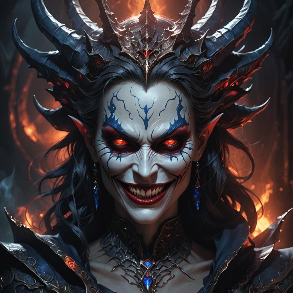 Demonic Villain Portrait in Dark Fantasy Style