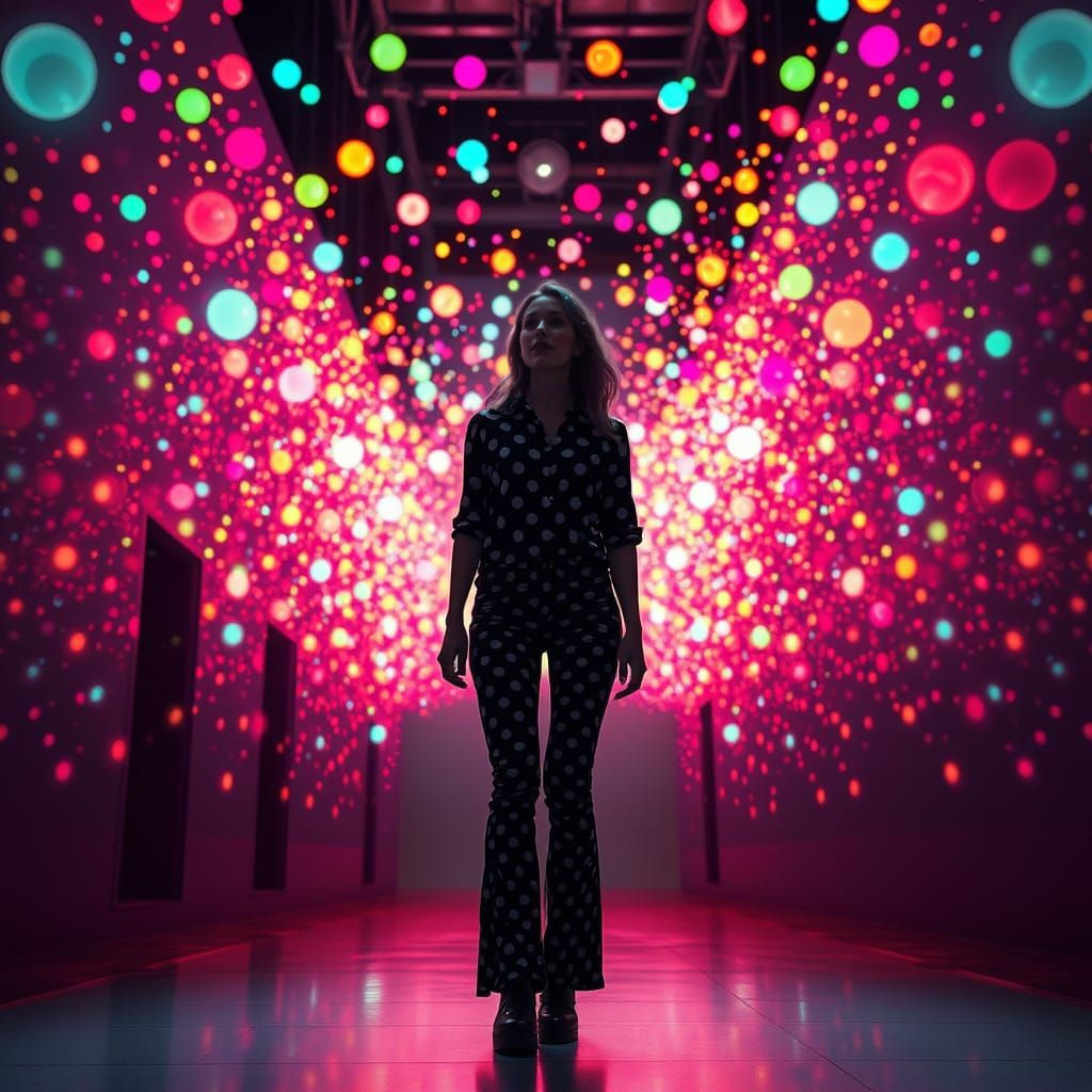 Colorful 3D Polka Dot Explosion in Gallery
