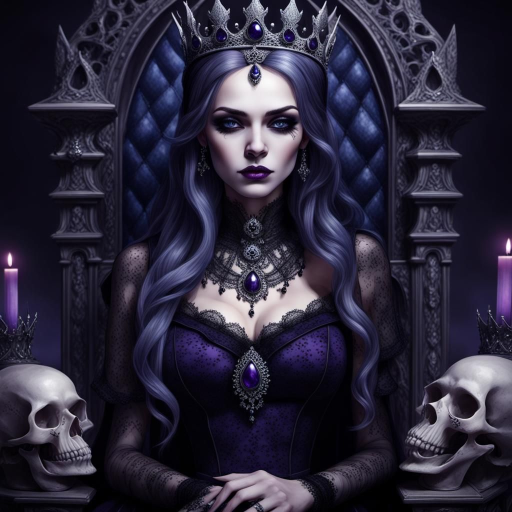 Gothic Queen Portrait in Dark Fantasy Style