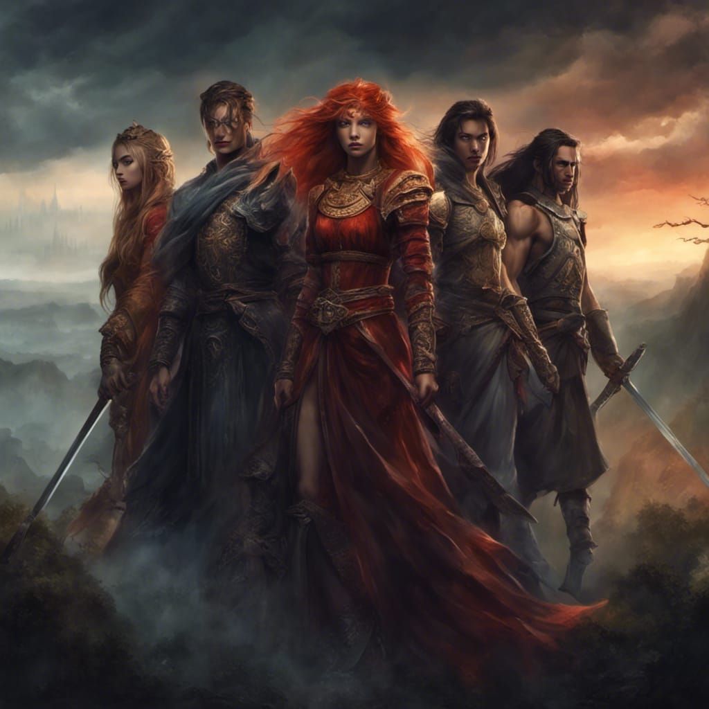 Fantasy Princess and Companions in Misty Forest